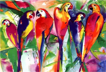 perroquet famille oiseaux Peinture à l'huile